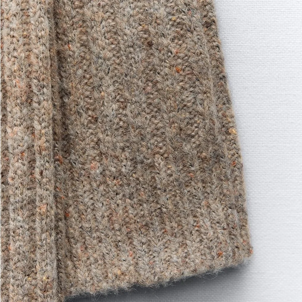 Zara Beige Rib Knit Coat - Picture 4 of 12